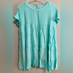Bono Aqua Ruffle Sleeve Rayon Women's Top